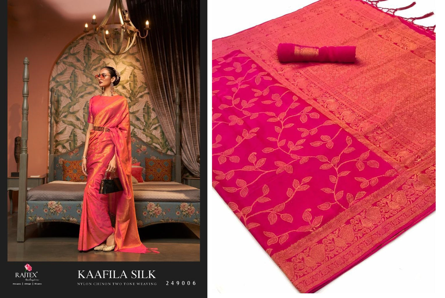 Kaafila Rajtex Chinnon Sarees Exporter