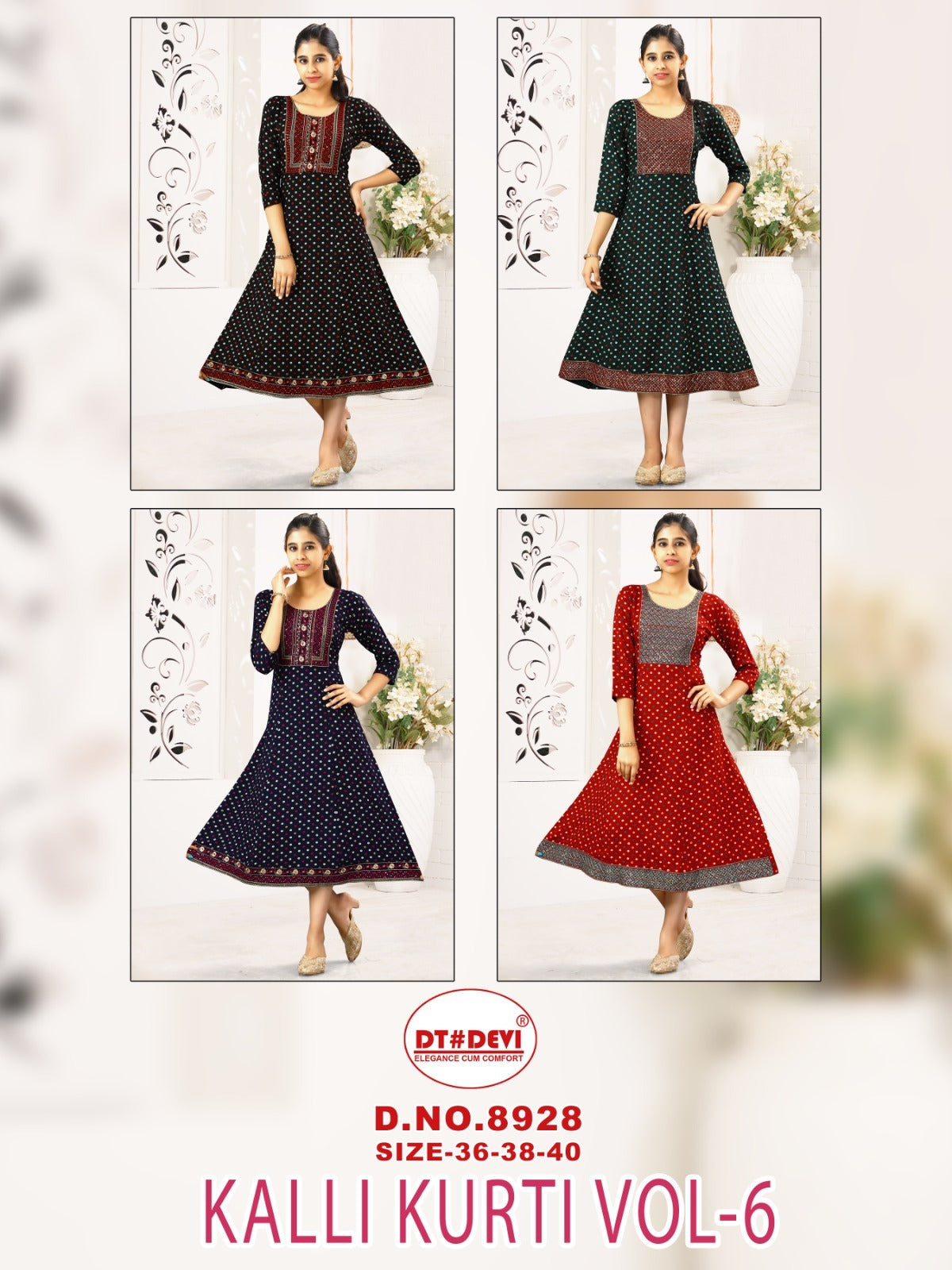 Kalli Vol 6 Dn 8928 Dt Devi Rayon Girls Anarkali Kurti Manufacturer Ahmedabad