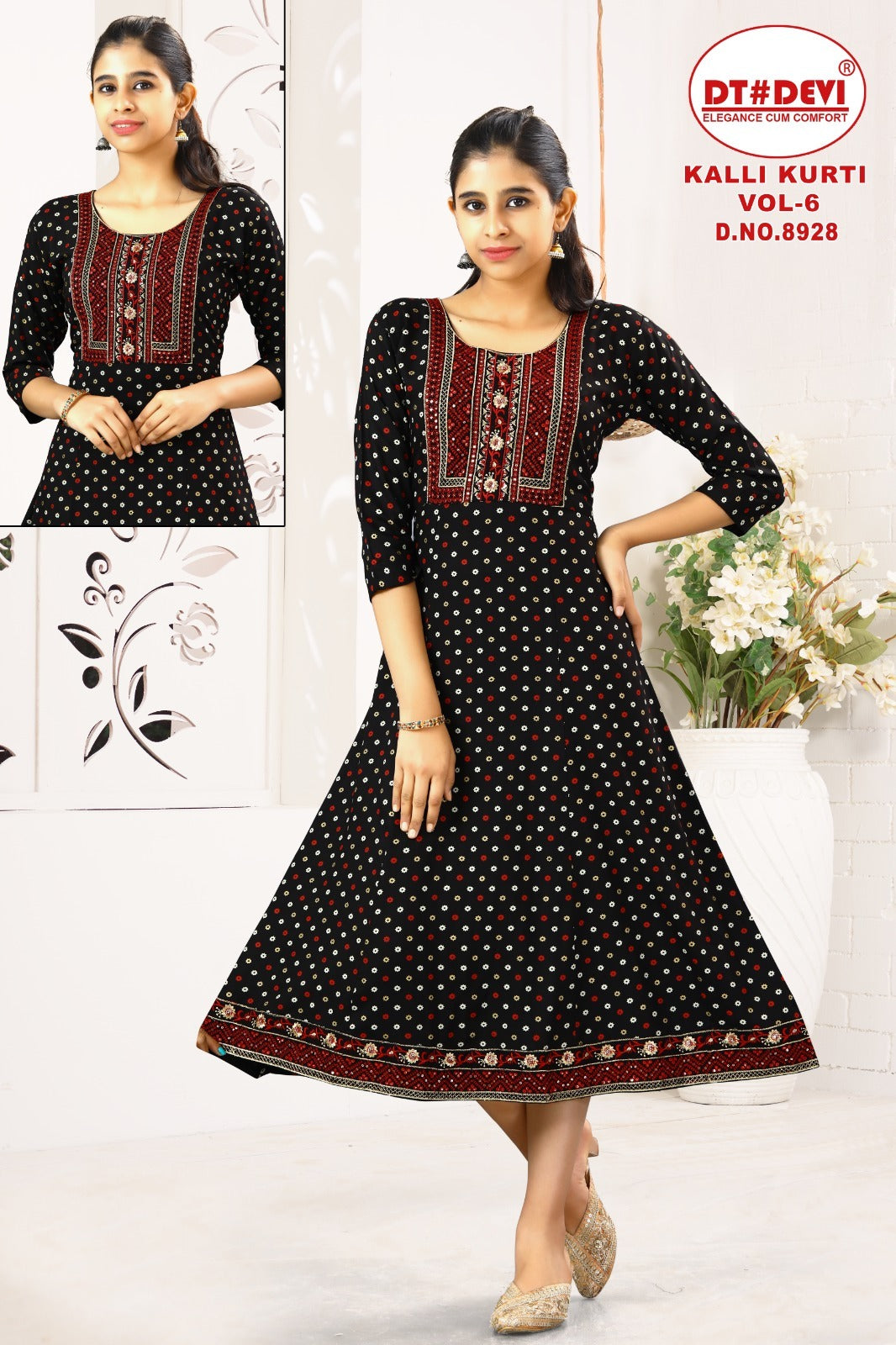 Kalli Vol 6 Dn 8928 Dt Devi Rayon Girls Anarkali Kurti Manufacturer Ahmedabad