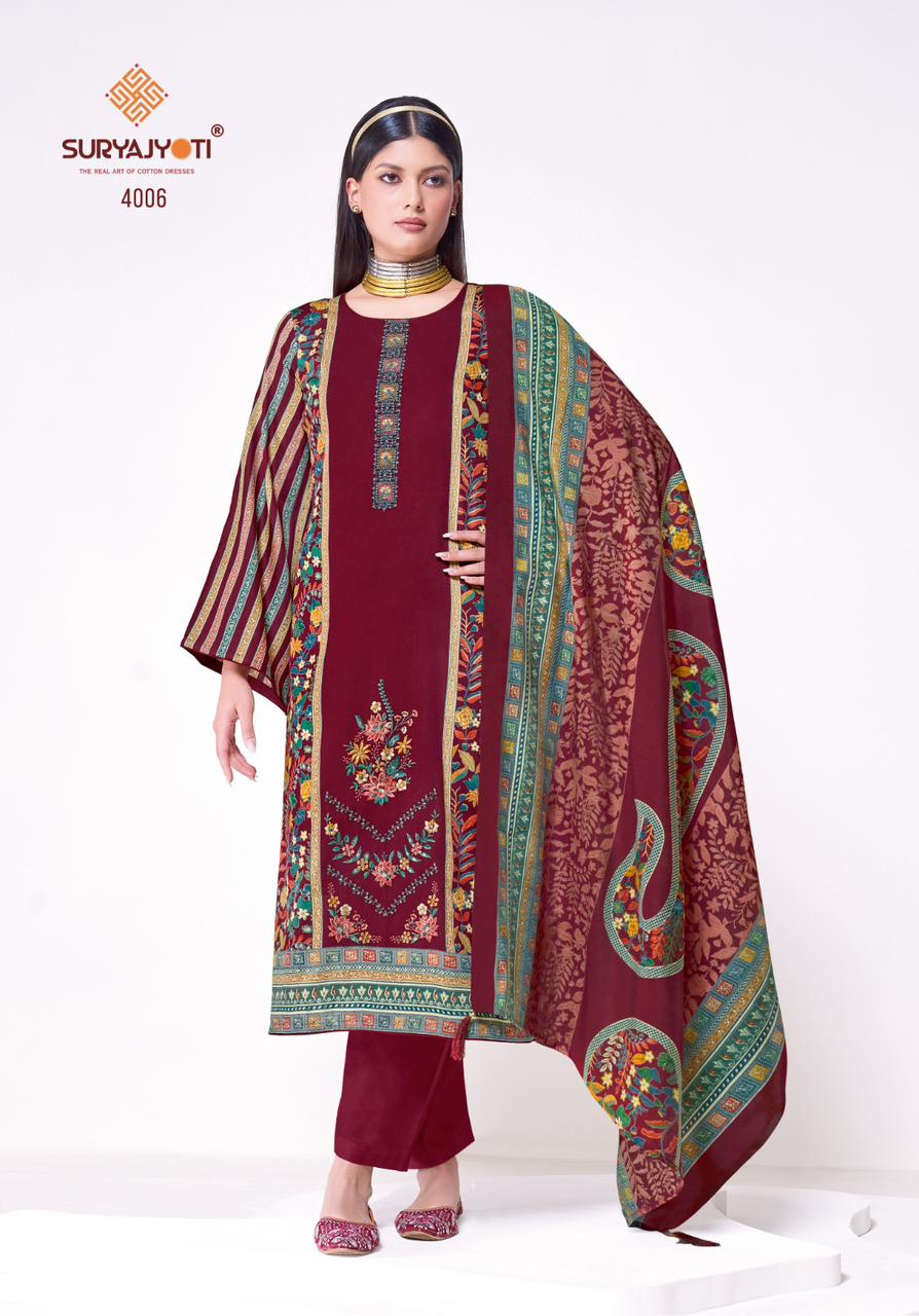 Kaamini Vol 4 Suryajyoti Jaam Satin Pant Style Suits Manufacturer India