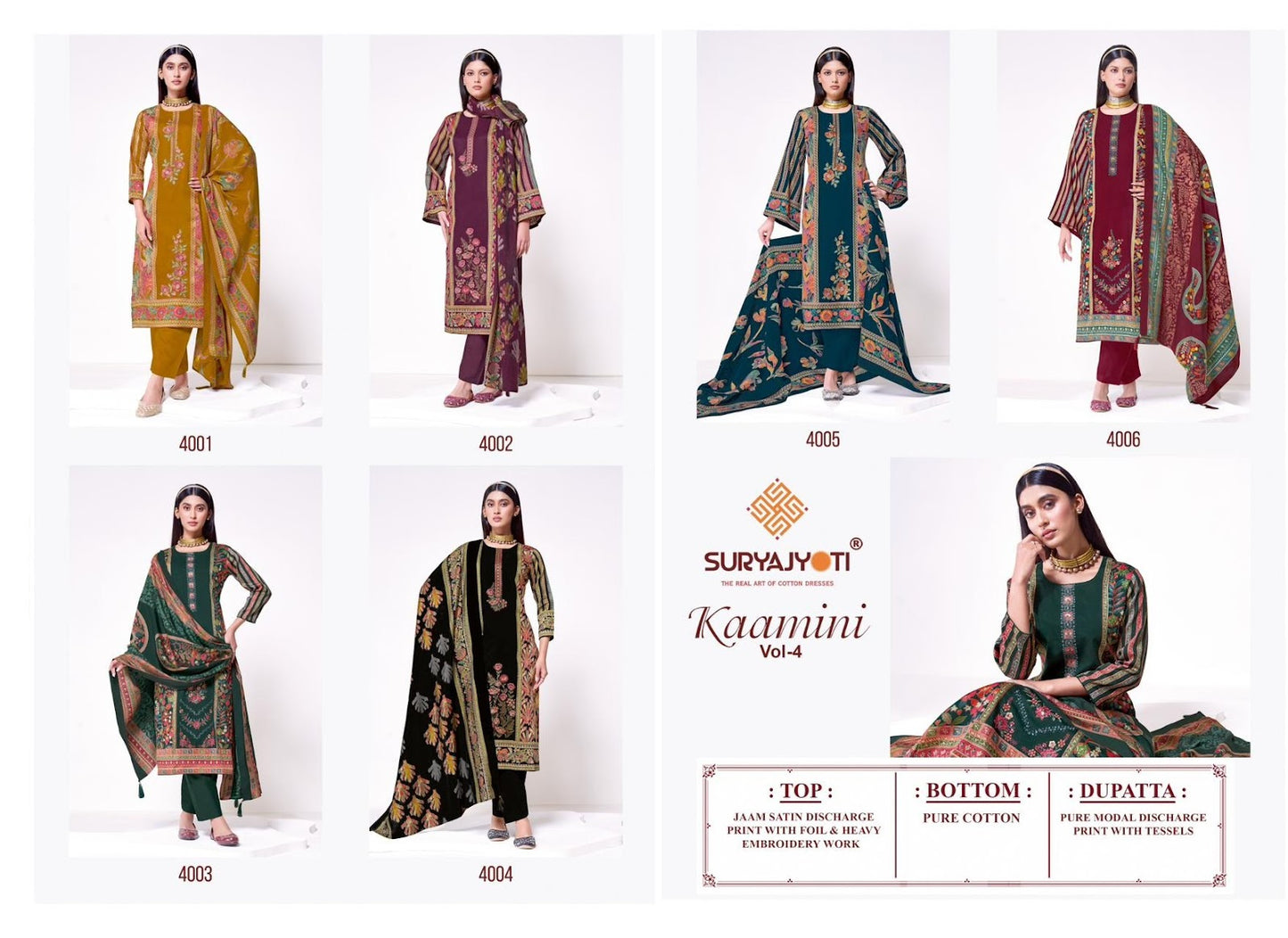 Kaamini Vol 4 Suryajyoti Jaam Satin Pant Style Suits Manufacturer India
