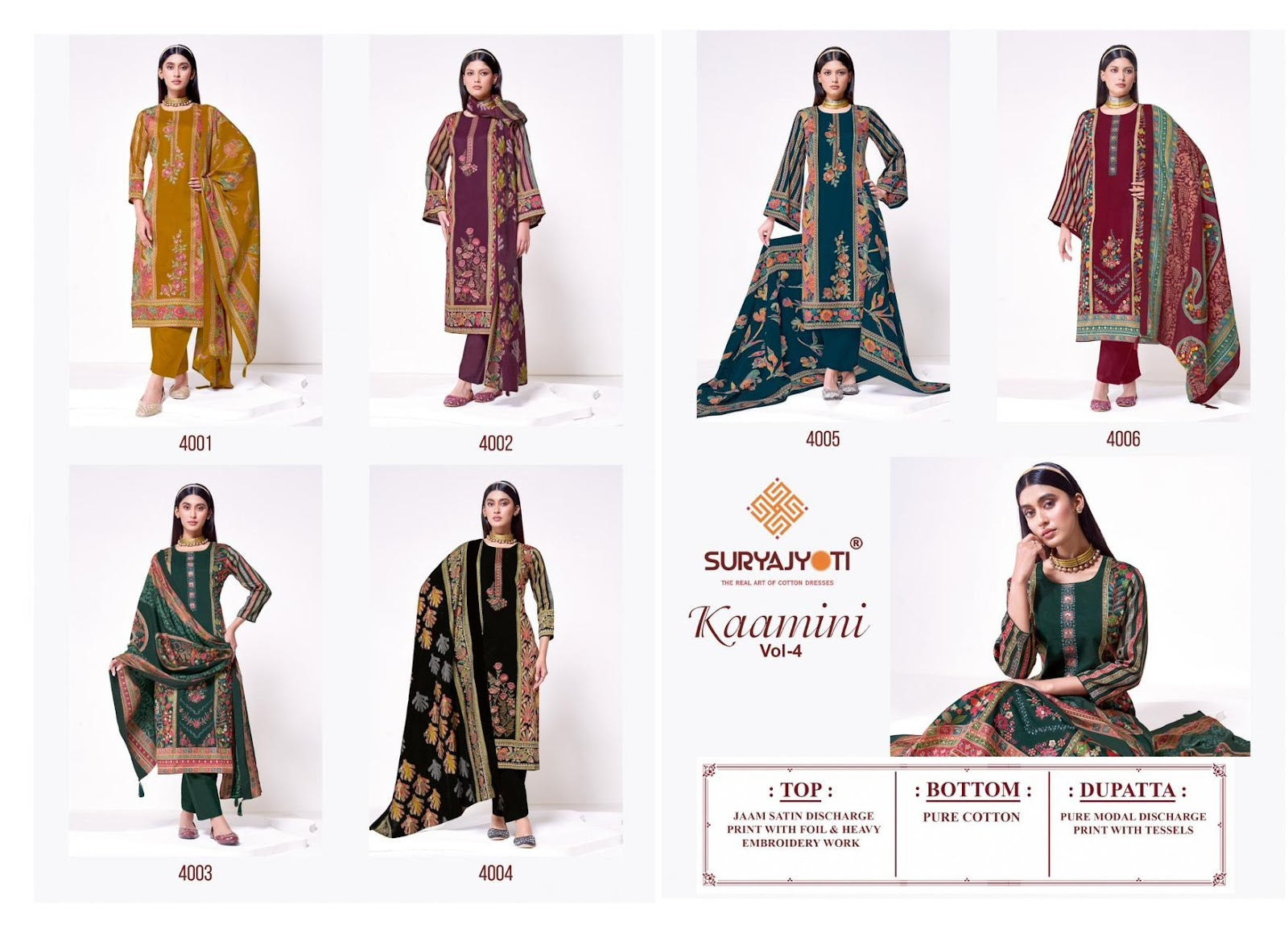 Kaamini Vol 4 Suryajyoti Jaam Satin Pant Style Suits Manufacturer India