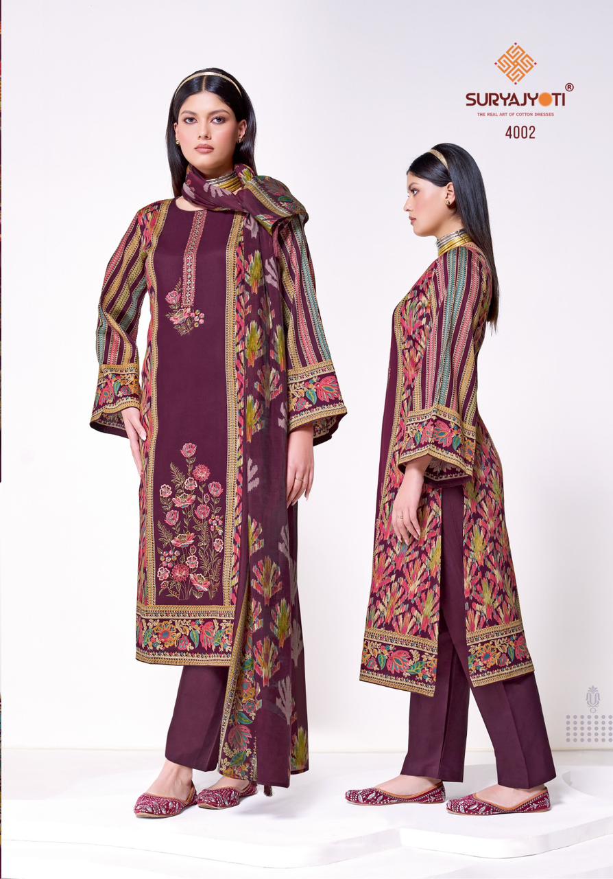 Kaamini Vol 4 Suryajyoti Jaam Satin Pant Style Suits Manufacturer India