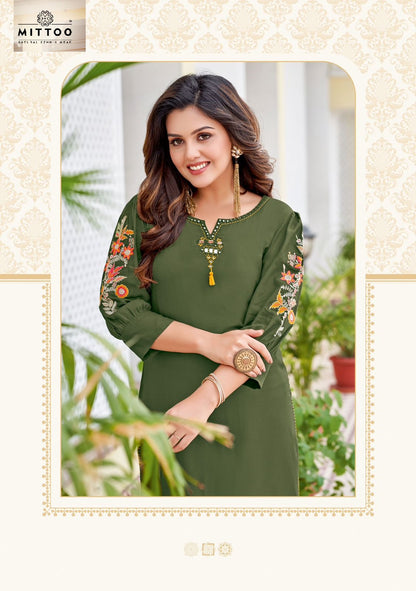Kaamiya Mittoo Rayon Long Straight Kurti Supplier Ahmedabad