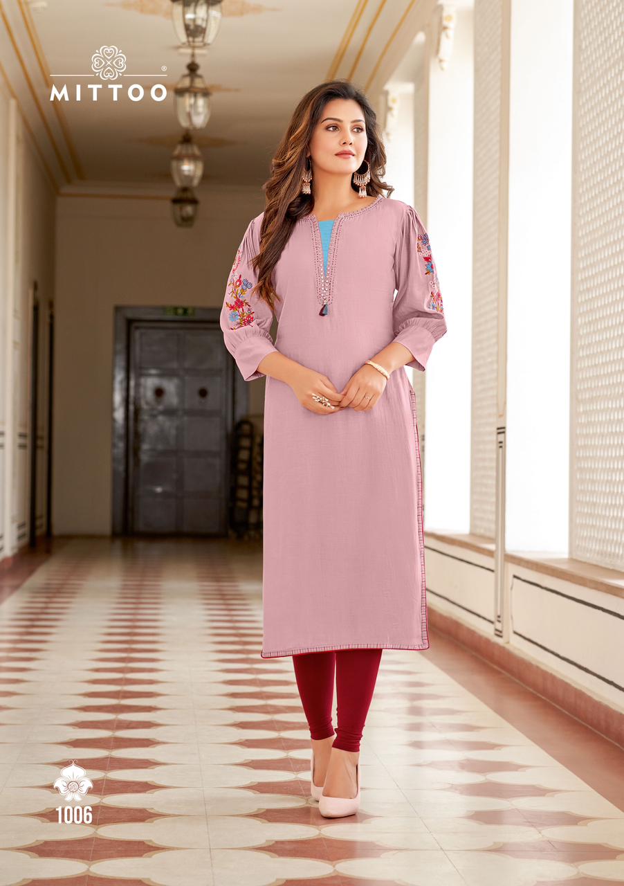Kaamiya Mittoo Rayon Long Straight Kurti Supplier Ahmedabad