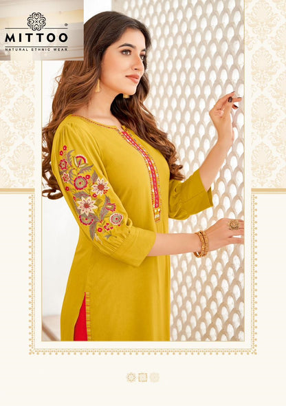 Kaamiya Mittoo Rayon Long Straight Kurti Supplier Ahmedabad