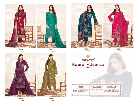 Kaara Advance Vol 1 Suryajyoti Jaam Satin Pant Style Suits Wholesaler