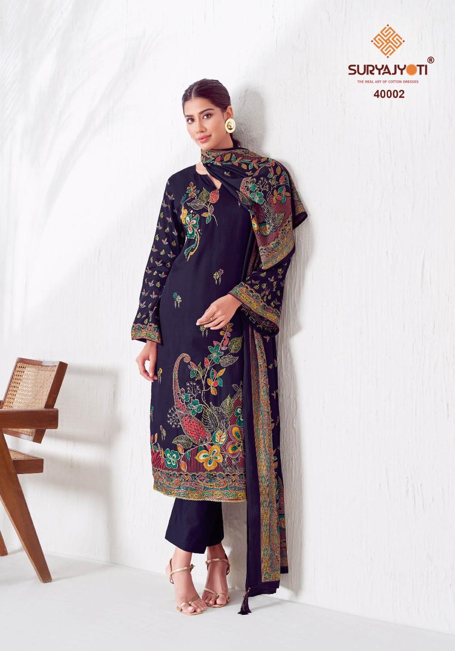 Kaara Advance Vol 4 Suryajyoti Jaam Satin Pant Style Suits Supplier Gujarat