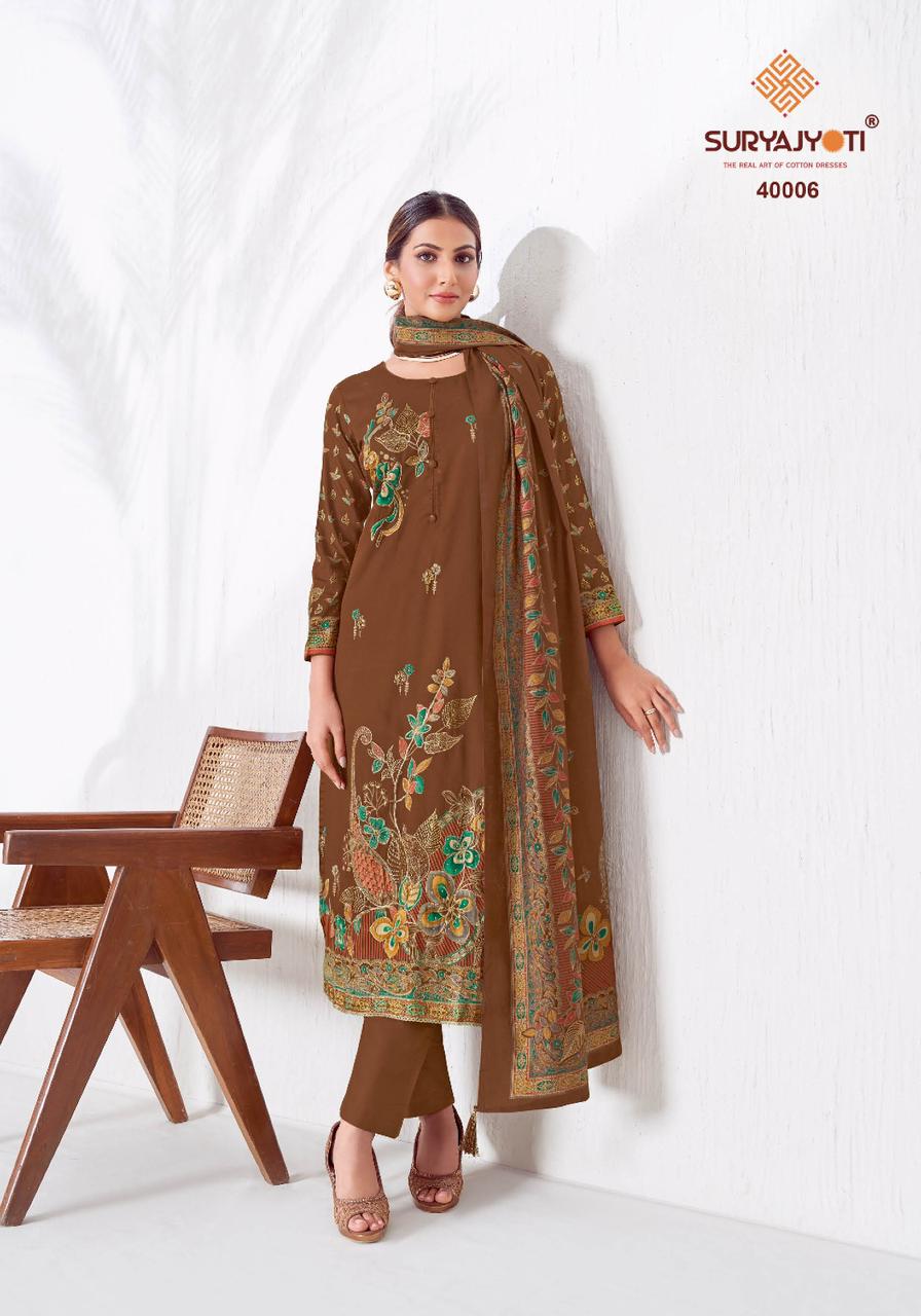 Kaara Advance Vol 4 Suryajyoti Jaam Satin Pant Style Suits Supplier Gujarat