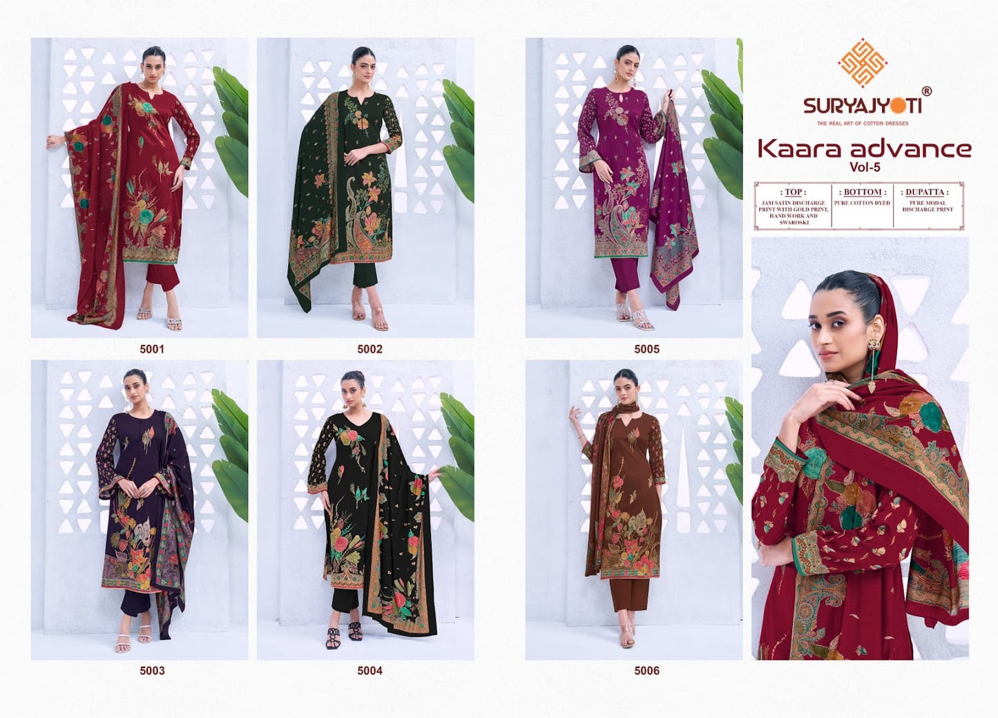 Kaara Advance Vol 5 Suryajyoti Jaam Satin Pant Style Suits Exporter India