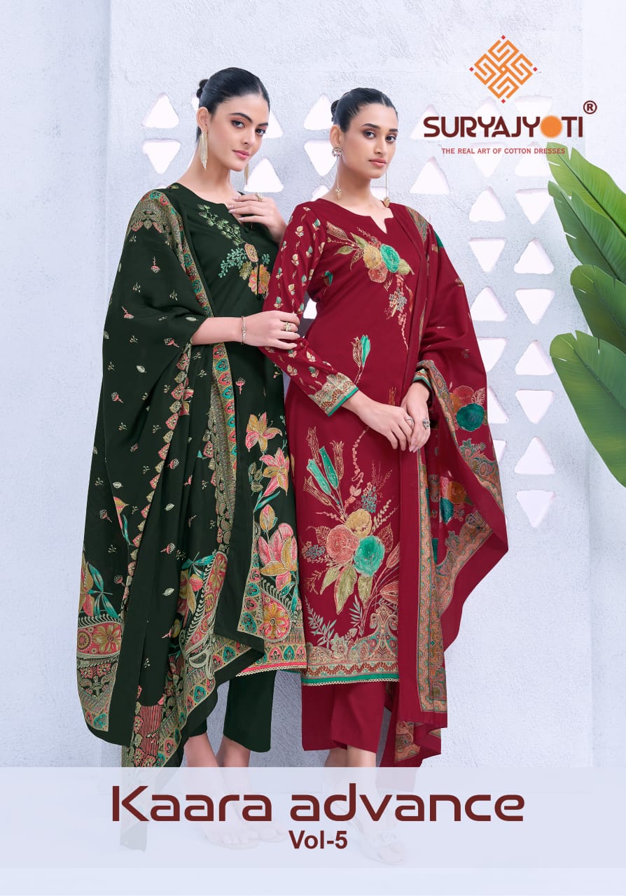 Kaara Advance Vol 5 Suryajyoti Jaam Satin Pant Style Suits Exporter India