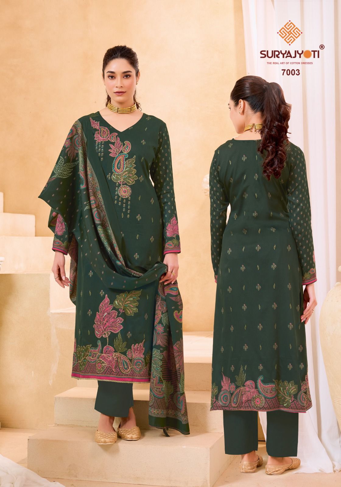 Kaara Advance Vol 7 Suryajyoti Jaam Satin Pant Style Suits Wholesaler Gujarat