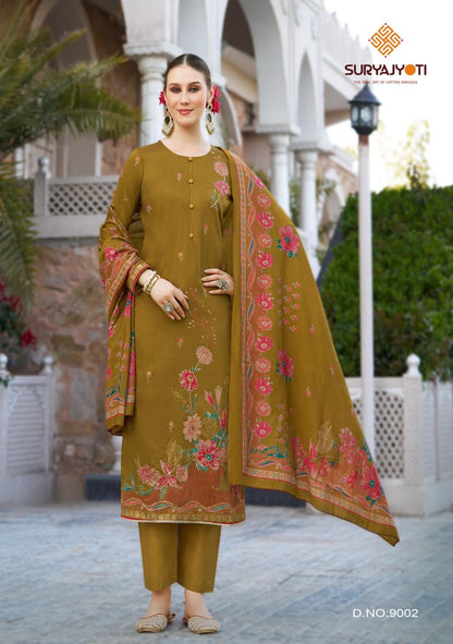 Kaara Advance Vol 9 Suryajyoti Jaam Satin Pant Style Suits Wholesale