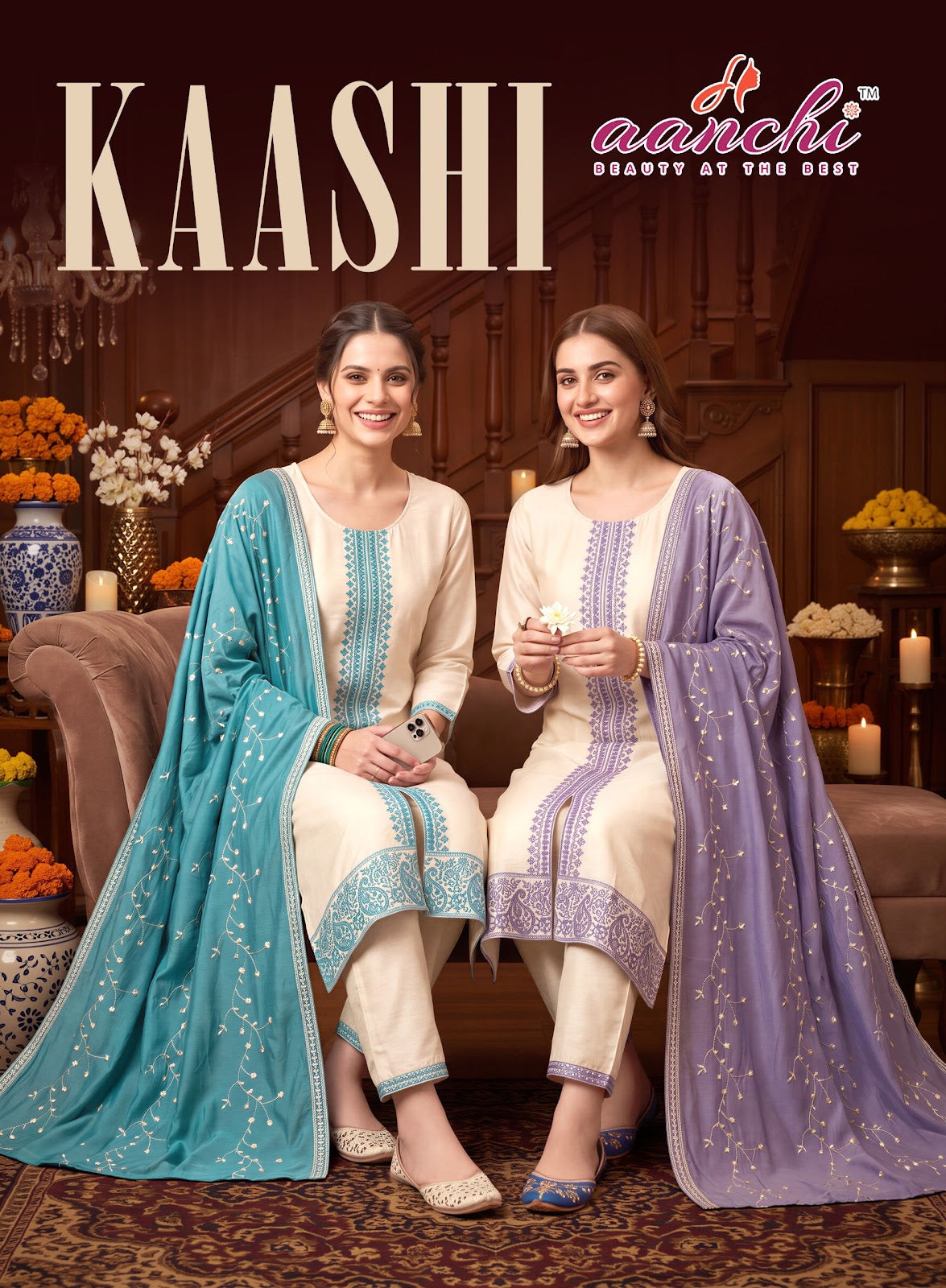 Kaashi Aanchi Vichitra Silk Readymade Pant Style Suits Supplier Gujarat