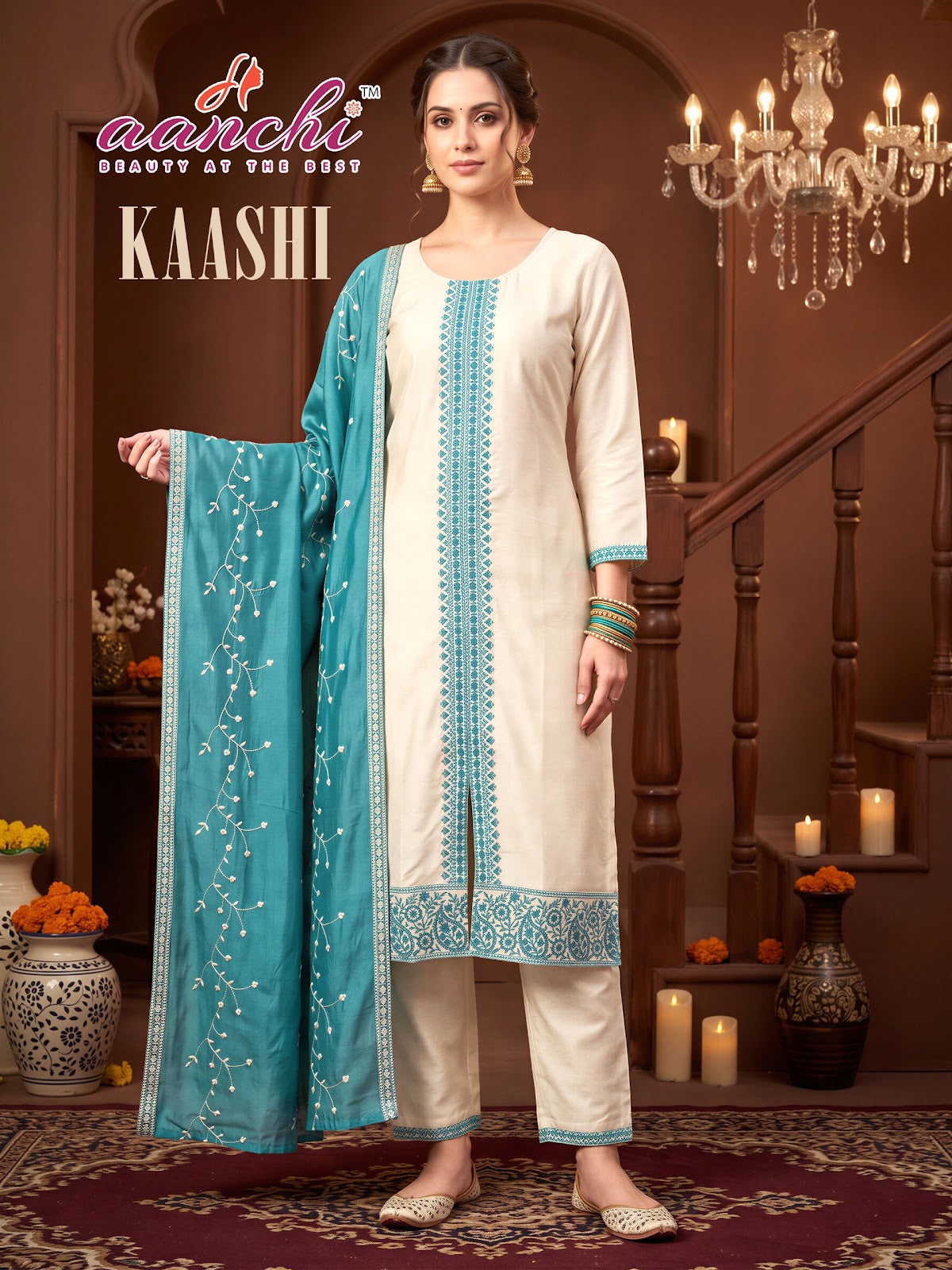Kaashi Aanchi Vichitra Silk Readymade Pant Style Suits Supplier Gujarat