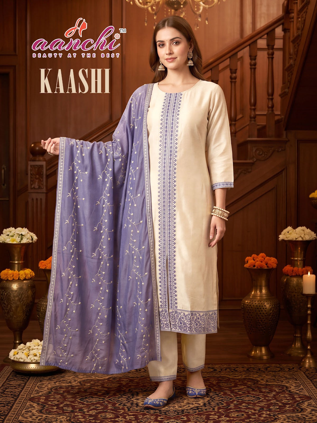 Kaashi Aanchi Vichitra Silk Readymade Pant Style Suits Supplier Gujarat
