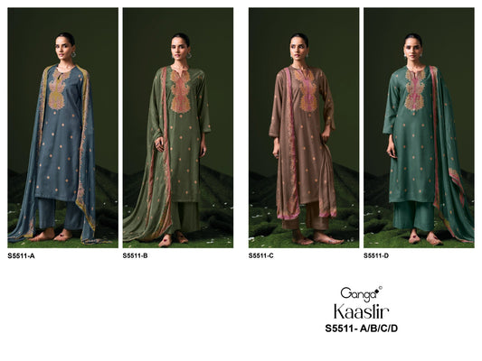 Kaaslir S5511 Ganga Wool Pashmina Suits Wholesaler India