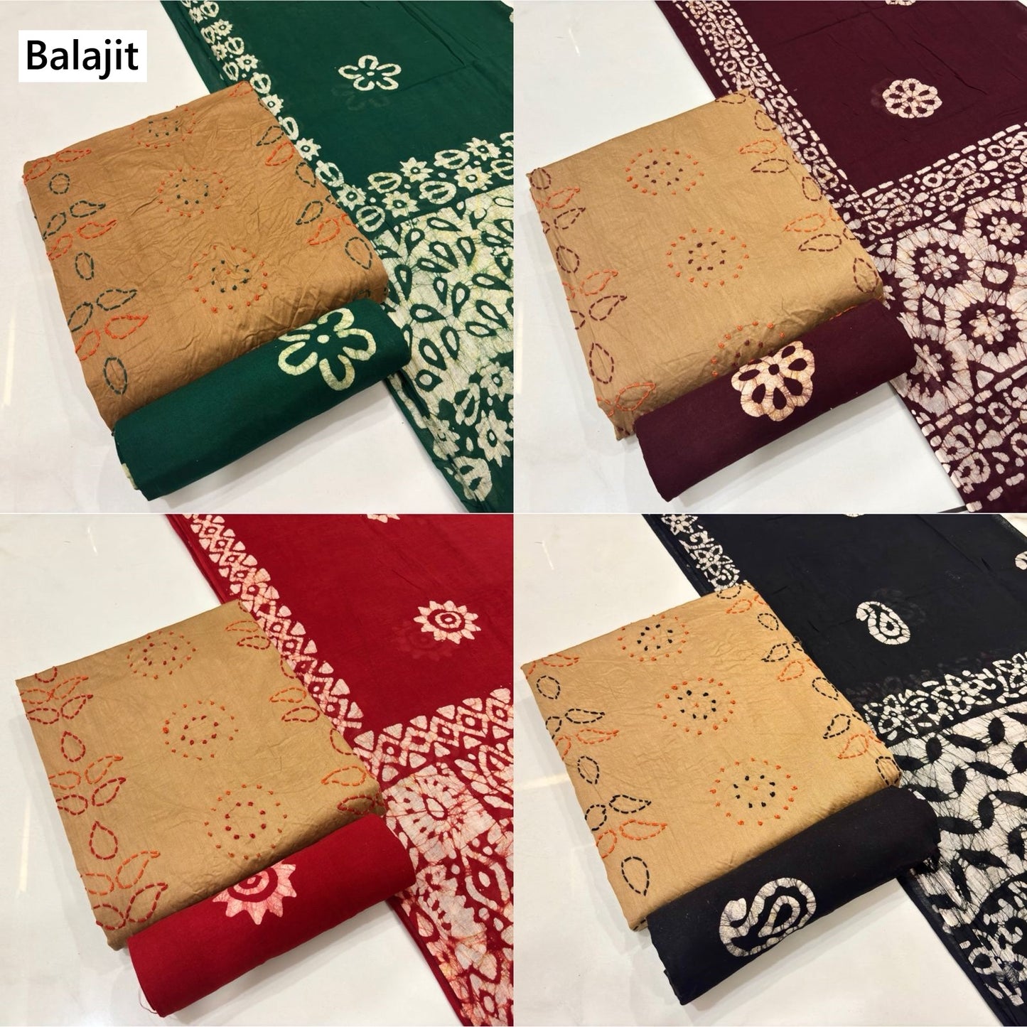 Kaatha Work 0112 Balajit Cotton Satin Salwar Suits Supplier
