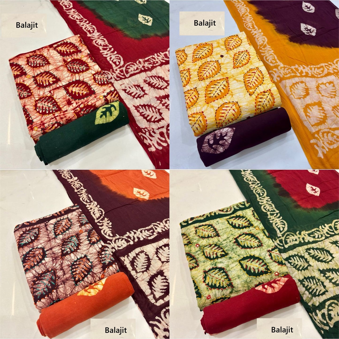 Kaatha Work Special 1302 Balajit Batik Cotton Dress Material Supplier Gujarat