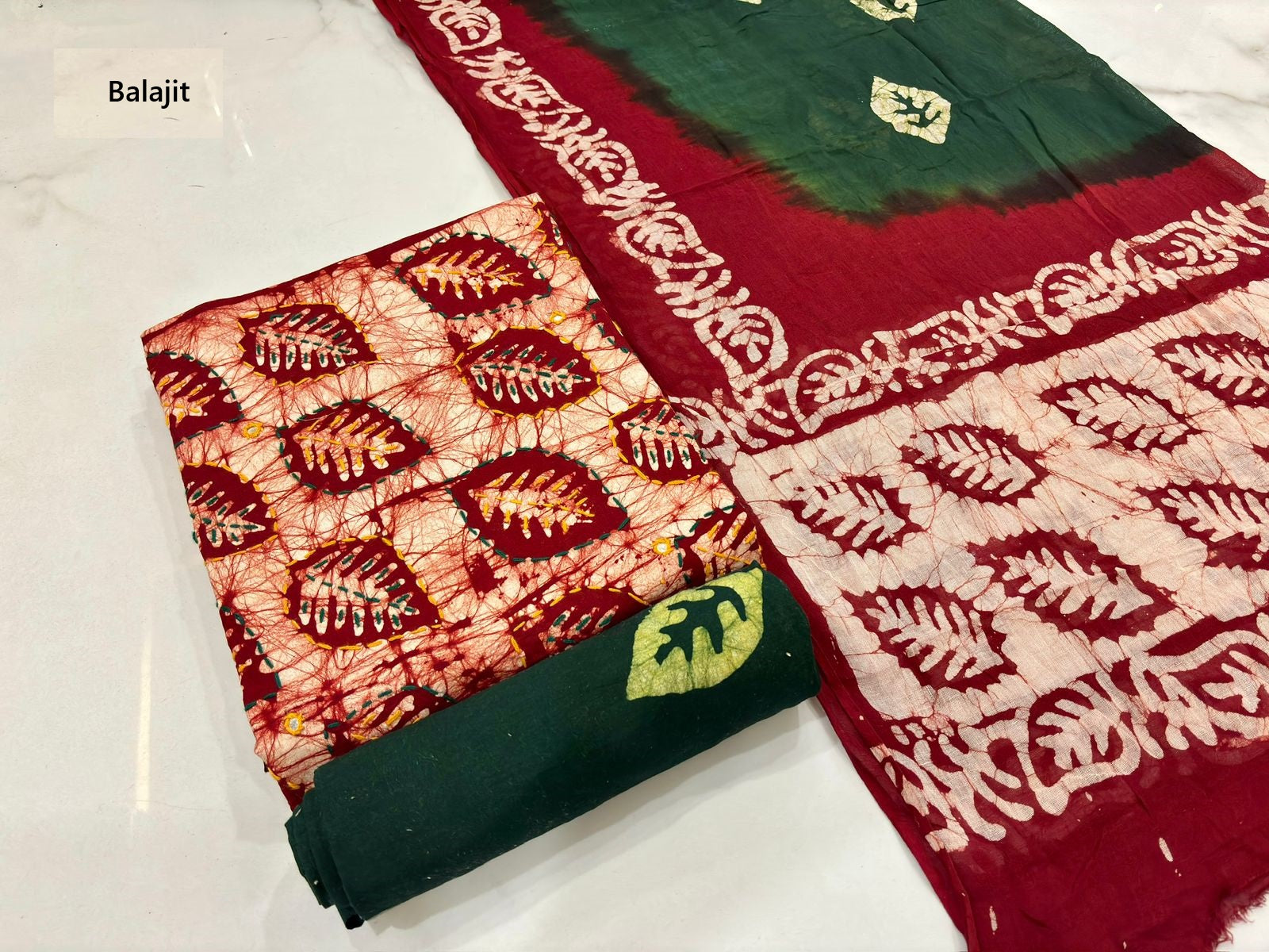 Kaatha Work Special 1302 Balajit Batik Cotton Dress Material Supplier Gujarat