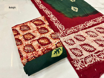Kaatha Work Special 1302 Balajit Batik Cotton Dress Material Supplier Gujarat