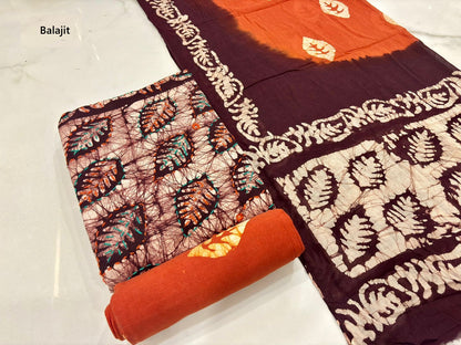 Kaatha Work Special 1302 Balajit Batik Cotton Dress Material Supplier Gujarat