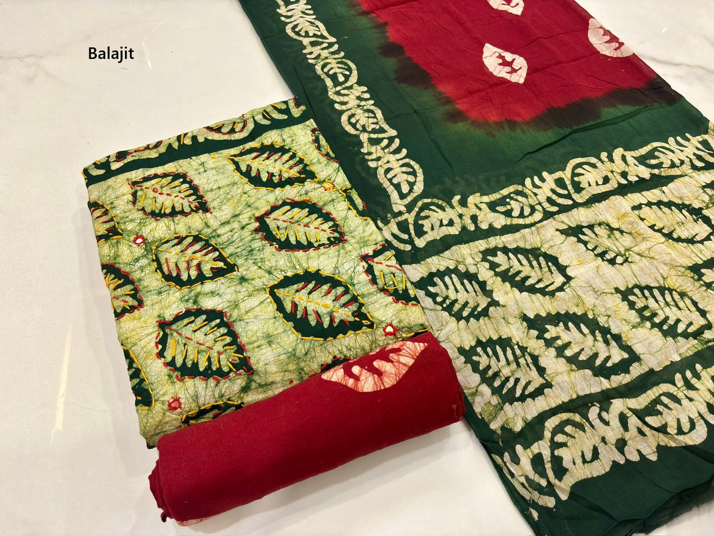 Kaatha Work Special 1302 Balajit Batik Cotton Dress Material Supplier Gujarat