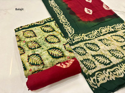 Kaatha Work Special 1302 Balajit Batik Cotton Dress Material Supplier Gujarat