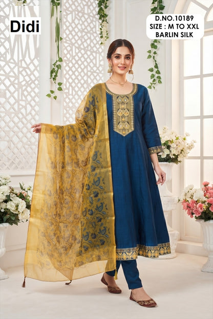 Kaaveri 2 Dn 10189 Didi Berlin Silk Readymade Anarkali Suits Manufacturer India