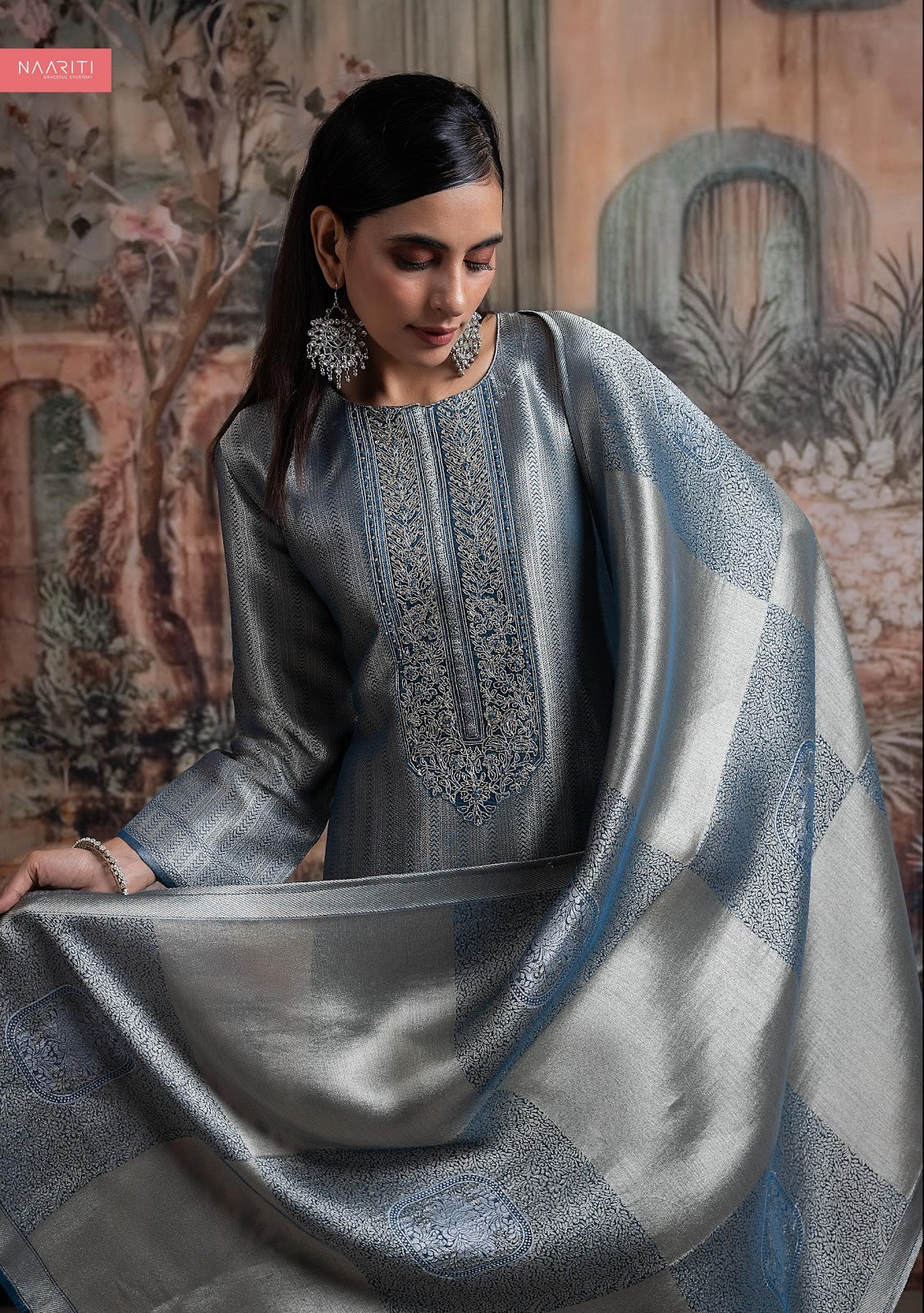 Kabini Naariti Tissue Silk Pant Style Suits Wholesaler Gujarat