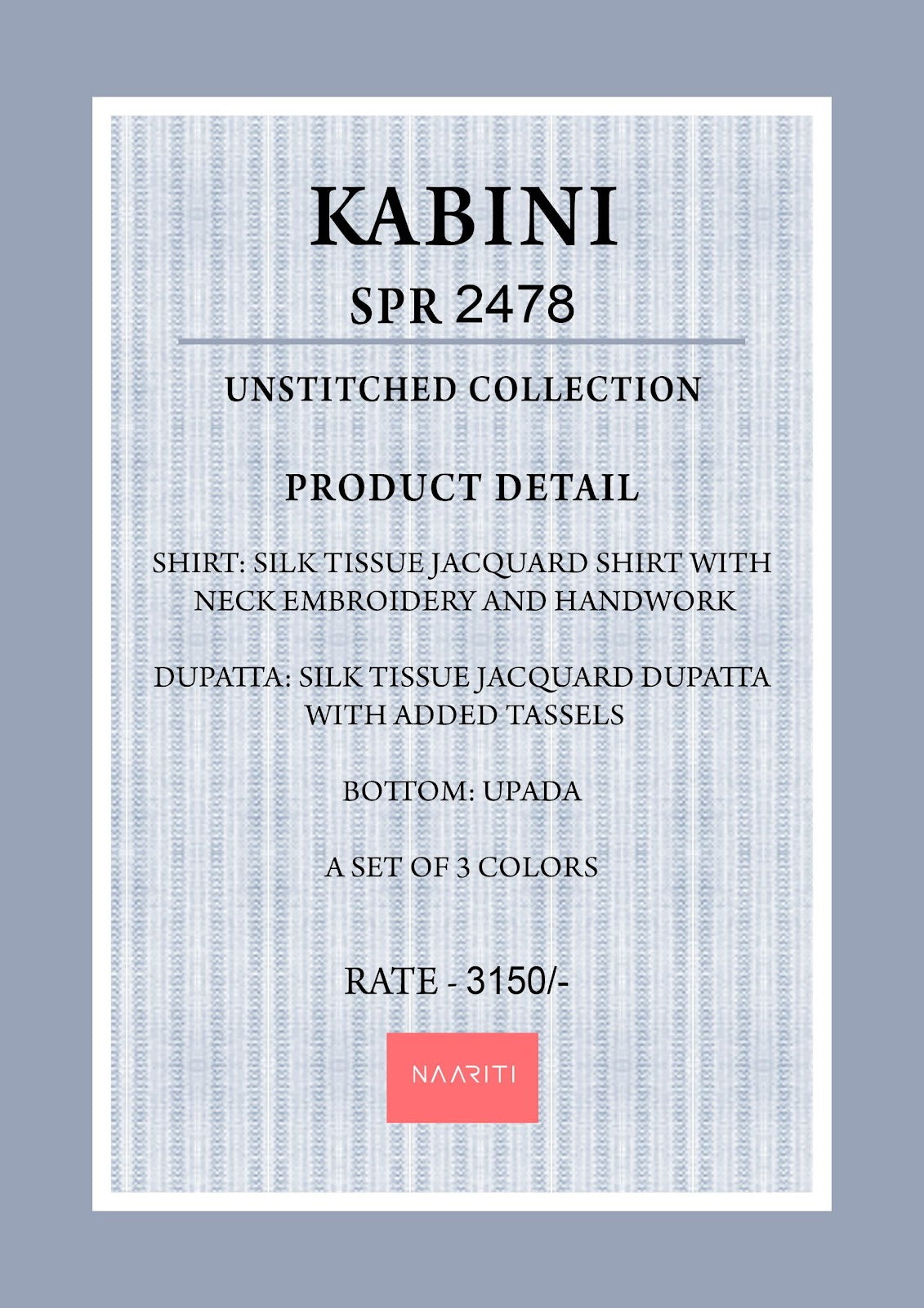 Kabini Naariti Tissue Silk Pant Style Suits Wholesaler Gujarat