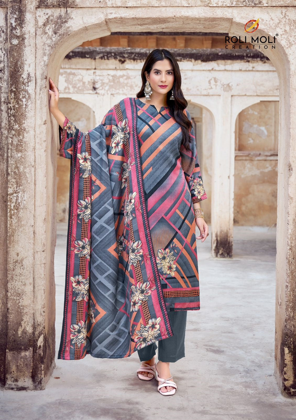 Kabira Roli Moli Karachi Pashmina Salwar Suits Supplier Ahmedabad