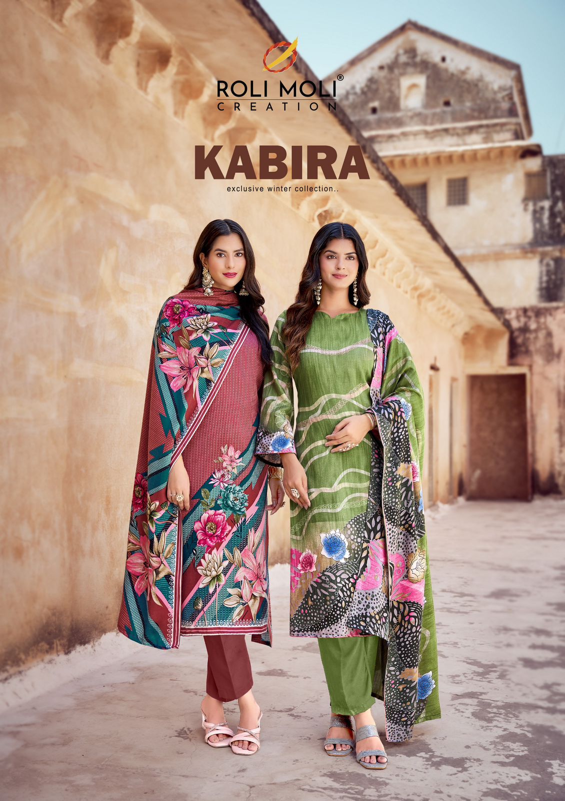Kabira Roli Moli Karachi Pashmina Salwar Suits Supplier Ahmedabad