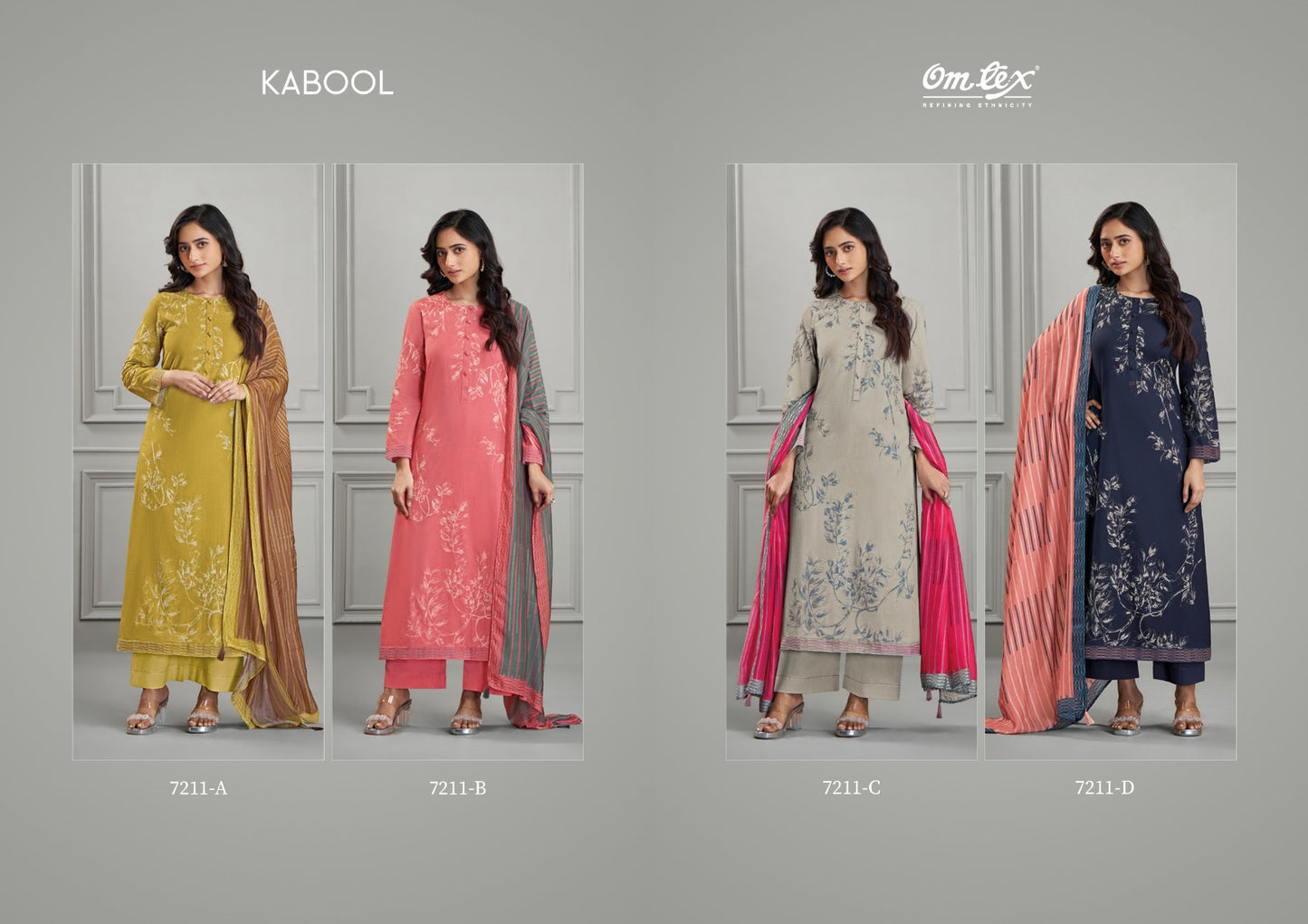 Kabool Omtex Lawn Cotton Plazzo Style Suits Manufacturer India