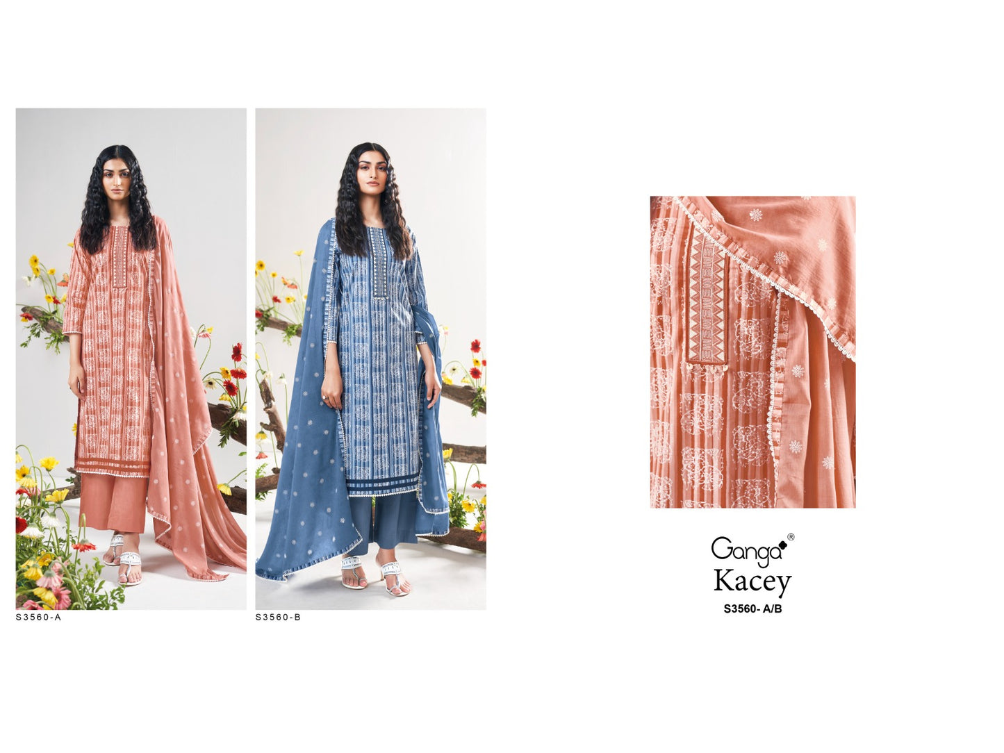 Kacey 3560 Ganga Premium Cotton Pant Style Suits Manufacturer