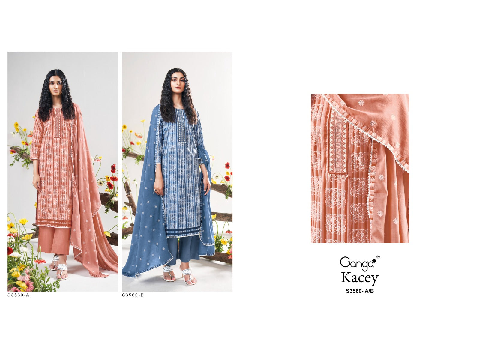 Kacey 3560 Ganga Premium Cotton Pant Style Suits Manufacturer