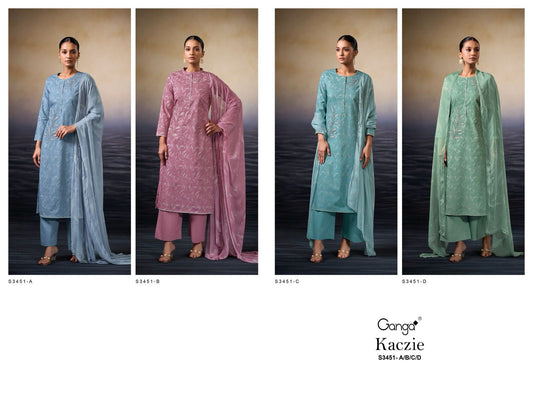 Kaczie 3451 Ganga Premium Cotton Pant Style Suits Manufacturer India