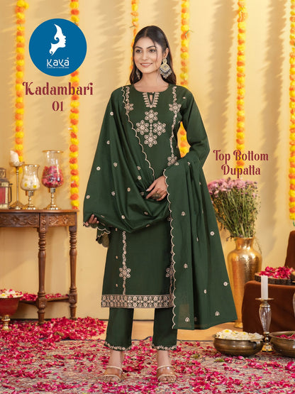 Kadambari Kaya Roman Readymade Pant Style Suits Supplier India