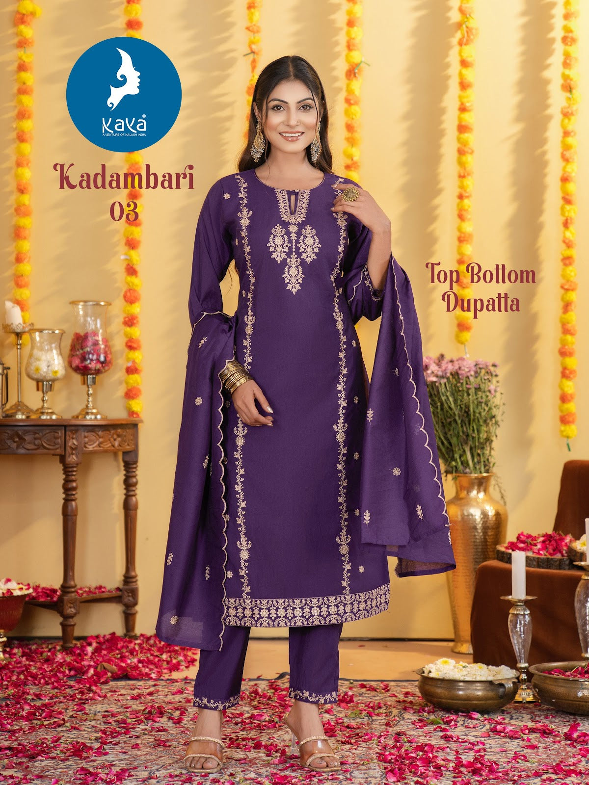 Kadambari Kaya Roman Readymade Pant Style Suits Supplier India
