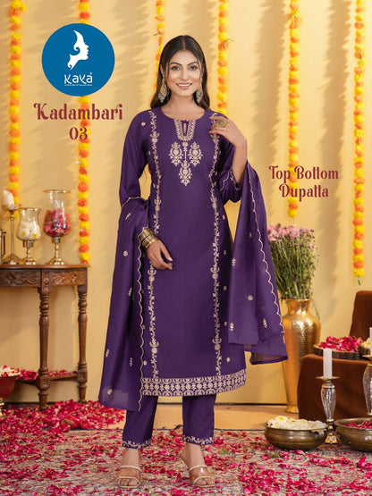Kadambari Kaya Roman Readymade Pant Style Suits Supplier India