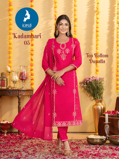 Kadambari Kaya Roman Readymade Pant Style Suits Supplier India