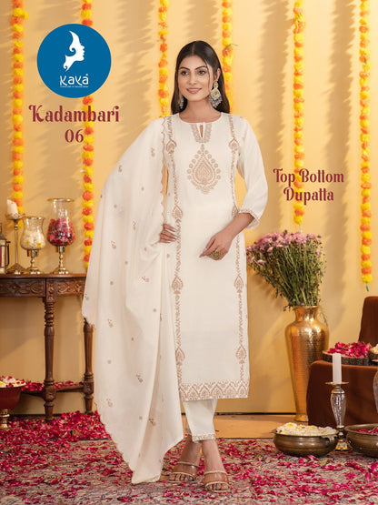 Kadambari Kaya Roman Readymade Pant Style Suits Supplier India