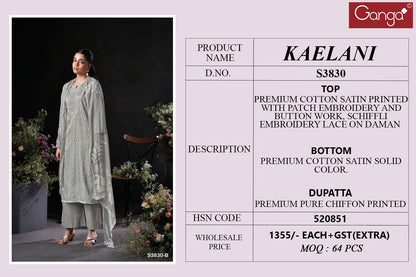 Kaelani 3830 Ganga Premium Cotton Pant Style Suits Wholesale Price