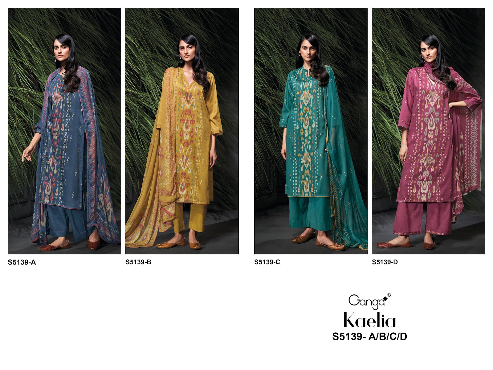 Kaelia S5139 Ganga Cotton Satin Pant Style Suits Wholesaler