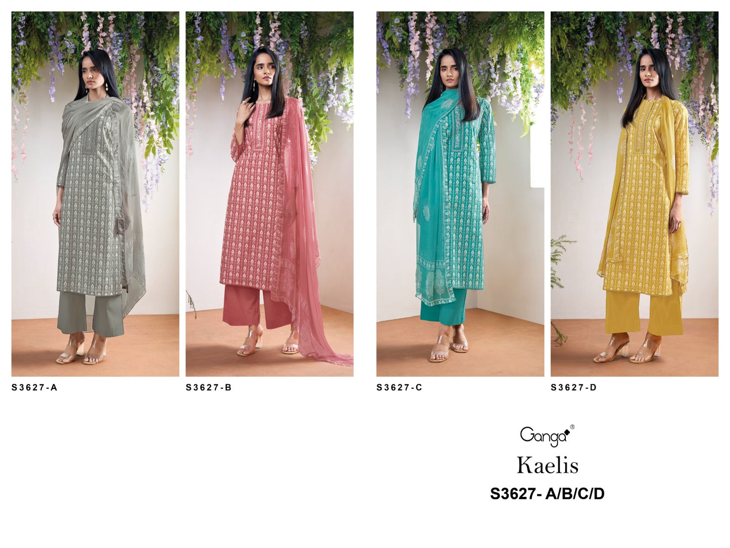 Kaelis 3627 Ganga Cotton Plazzo Style Suits Wholesale Rate