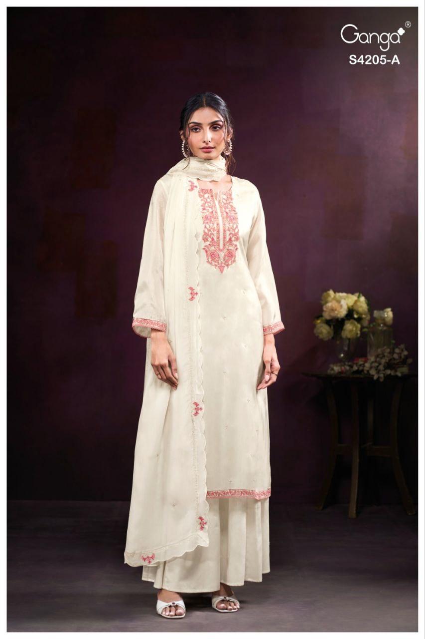 Kaelyn 4205 Ganga Pure Bemberg Plazzo Style Suits Exporter Ahmedabad