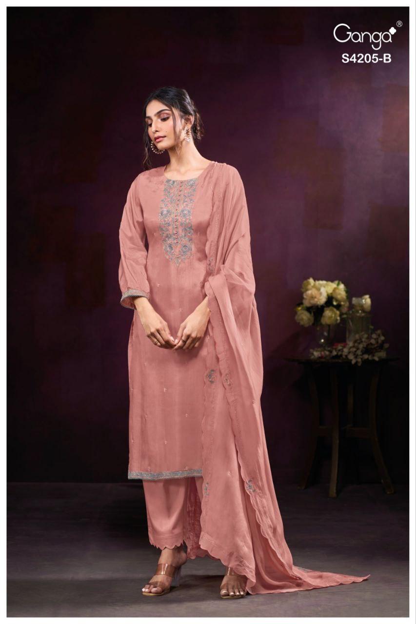 Kaelyn 4205 Ganga Pure Bemberg Plazzo Style Suits Exporter Ahmedabad