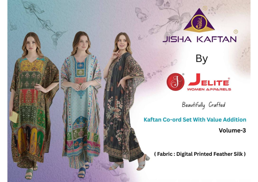 Kaftan Vol 3 Jelite Jisha Feather Silk Co Ord Set Manufacturer