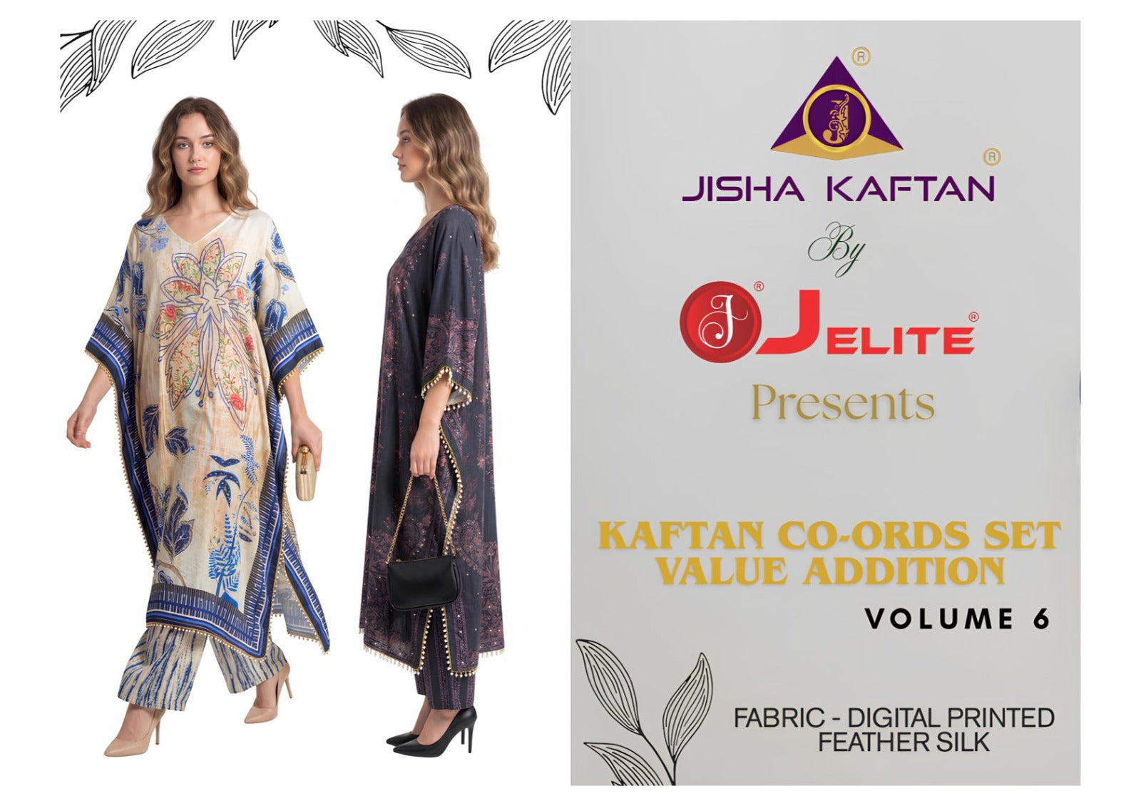 Kaftan Vol 6 Jelite Jisha Feather Silk Co Ord Set Exporter