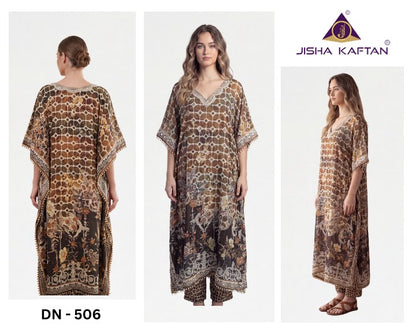 Kaftan With Necklace Vol 1 Jelite Jisha Feather Silk Co Ord Set Exporter Gujarat